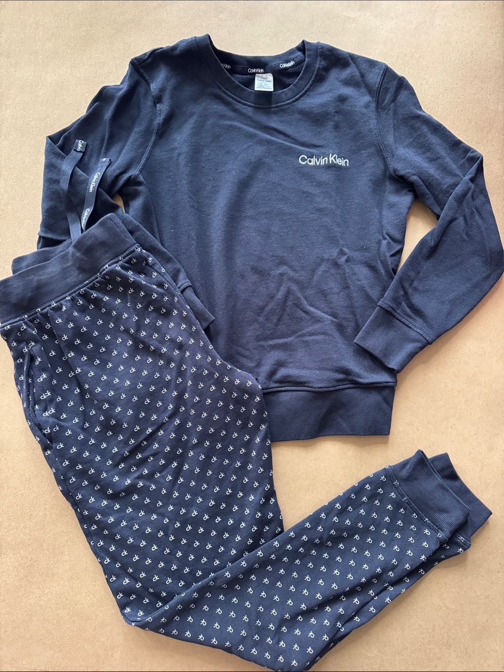 Calvin Klein Ladies Dark Blue Logo Sleep Set
